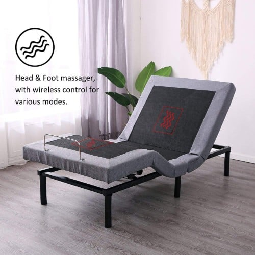 Leisuit Adjustable Bed Frame with Back & Foot Messager